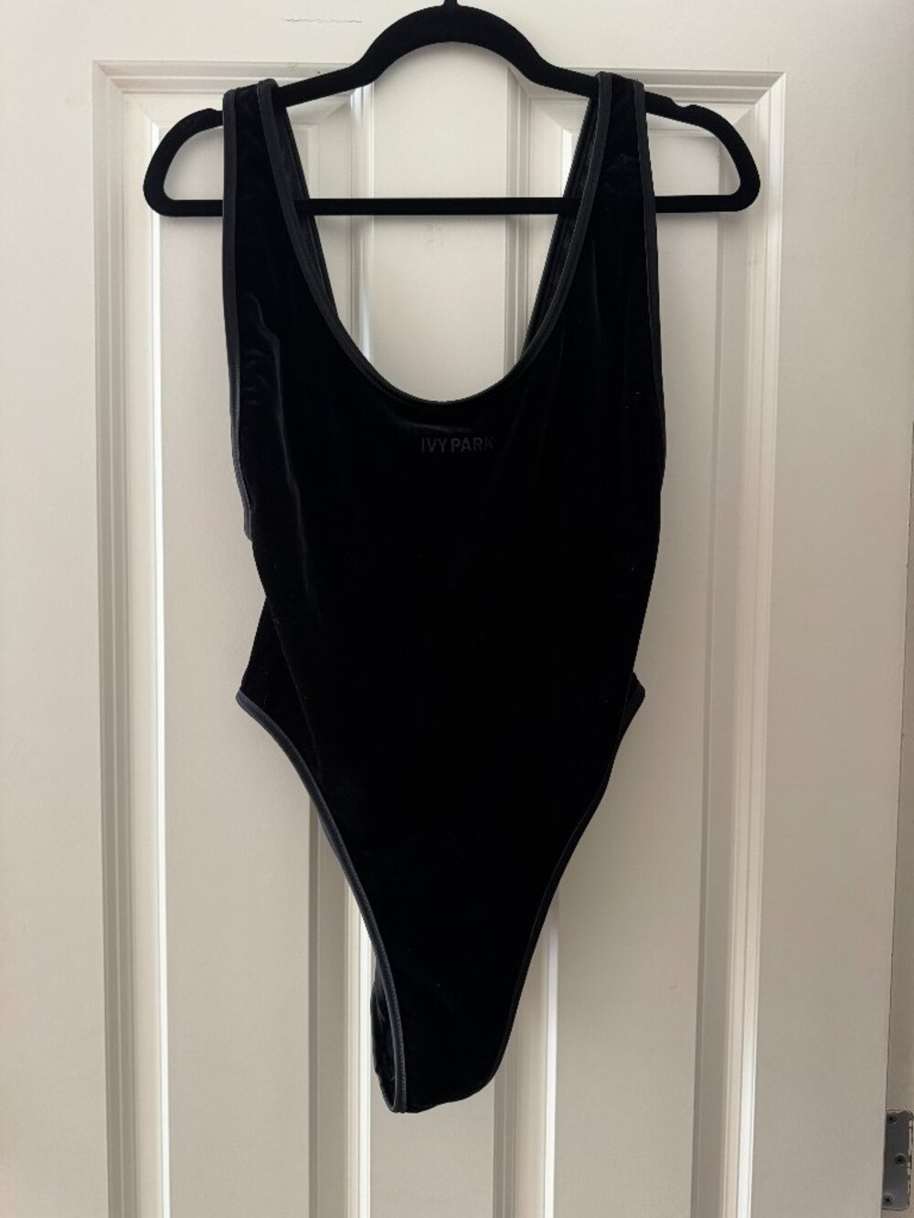 Ivy Park Velour one piece leotard - black velvet - size XL